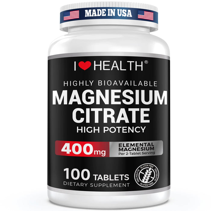 I Love Health Magnesium Citrate, 400mg, Heart Health Support, 100 vegetarian Tablets