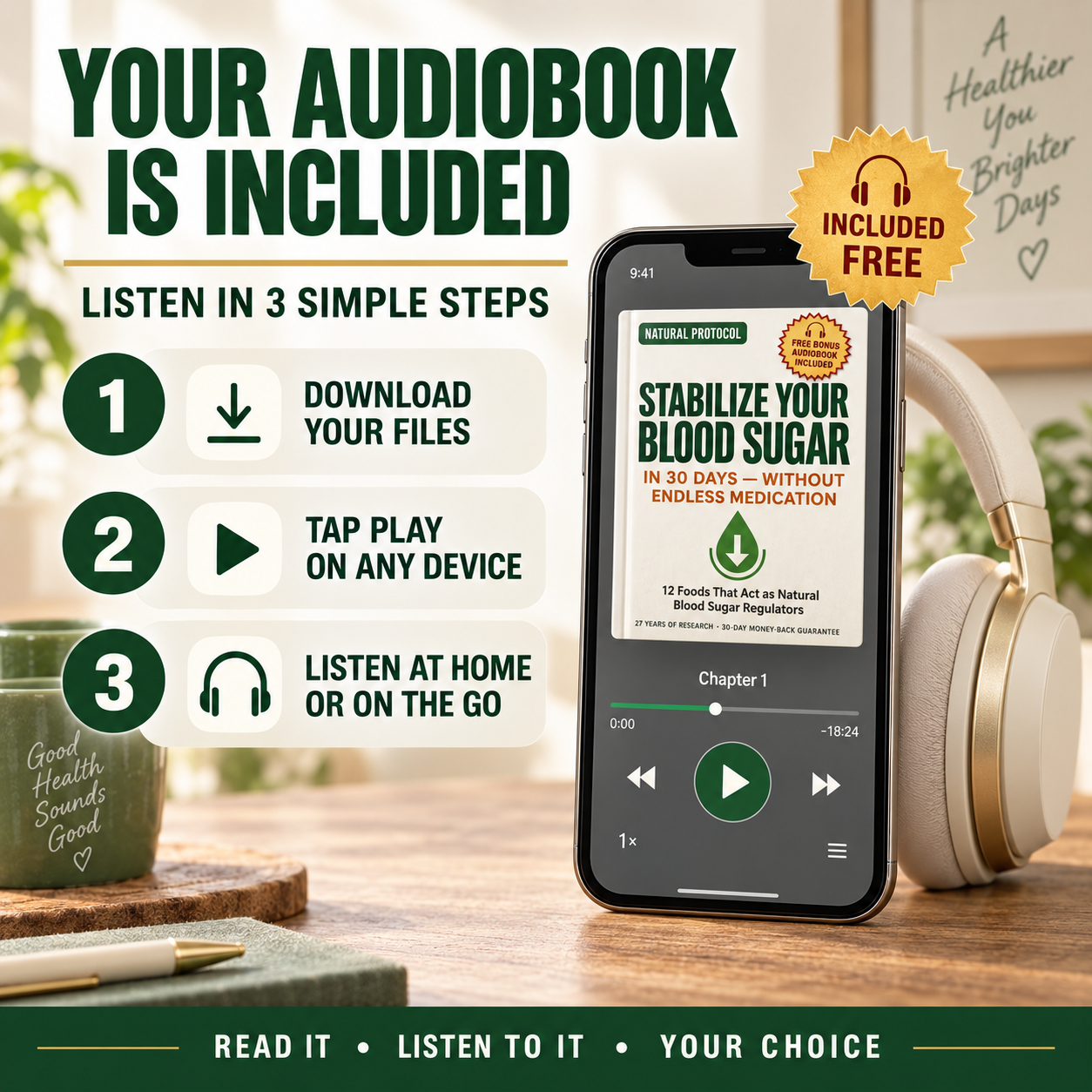 Stabilize Your Blood Sugar in 30 Days + Tracker & Audiobook
