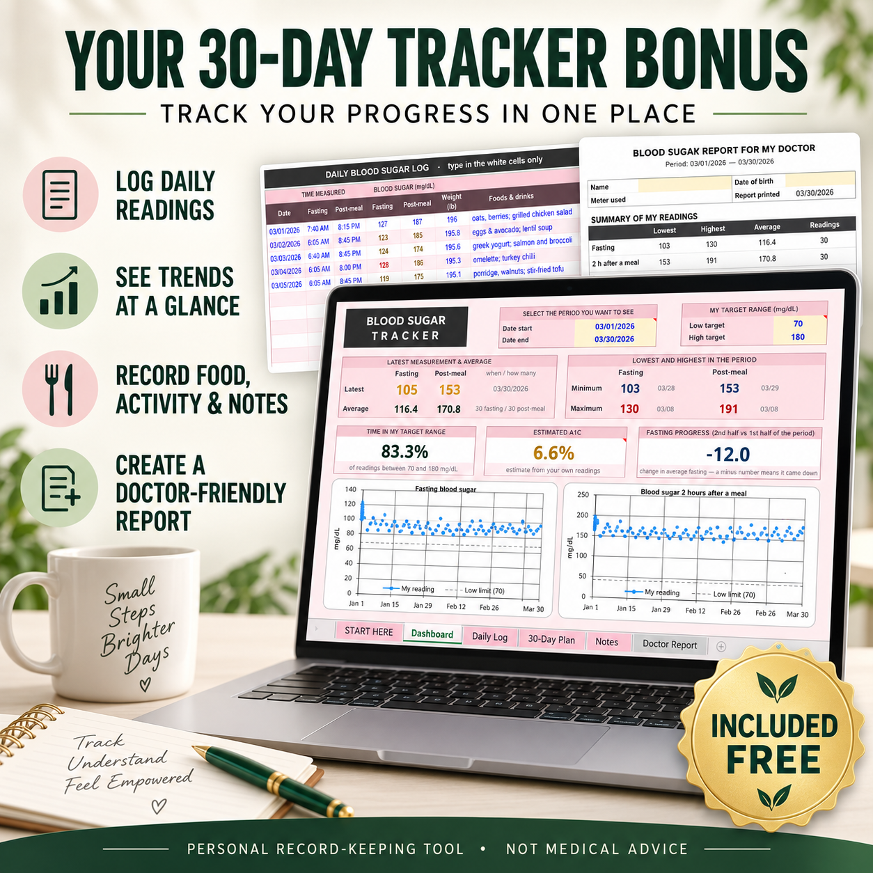 Stabilize Your Blood Sugar in 30 Days + Tracker & Audiobook