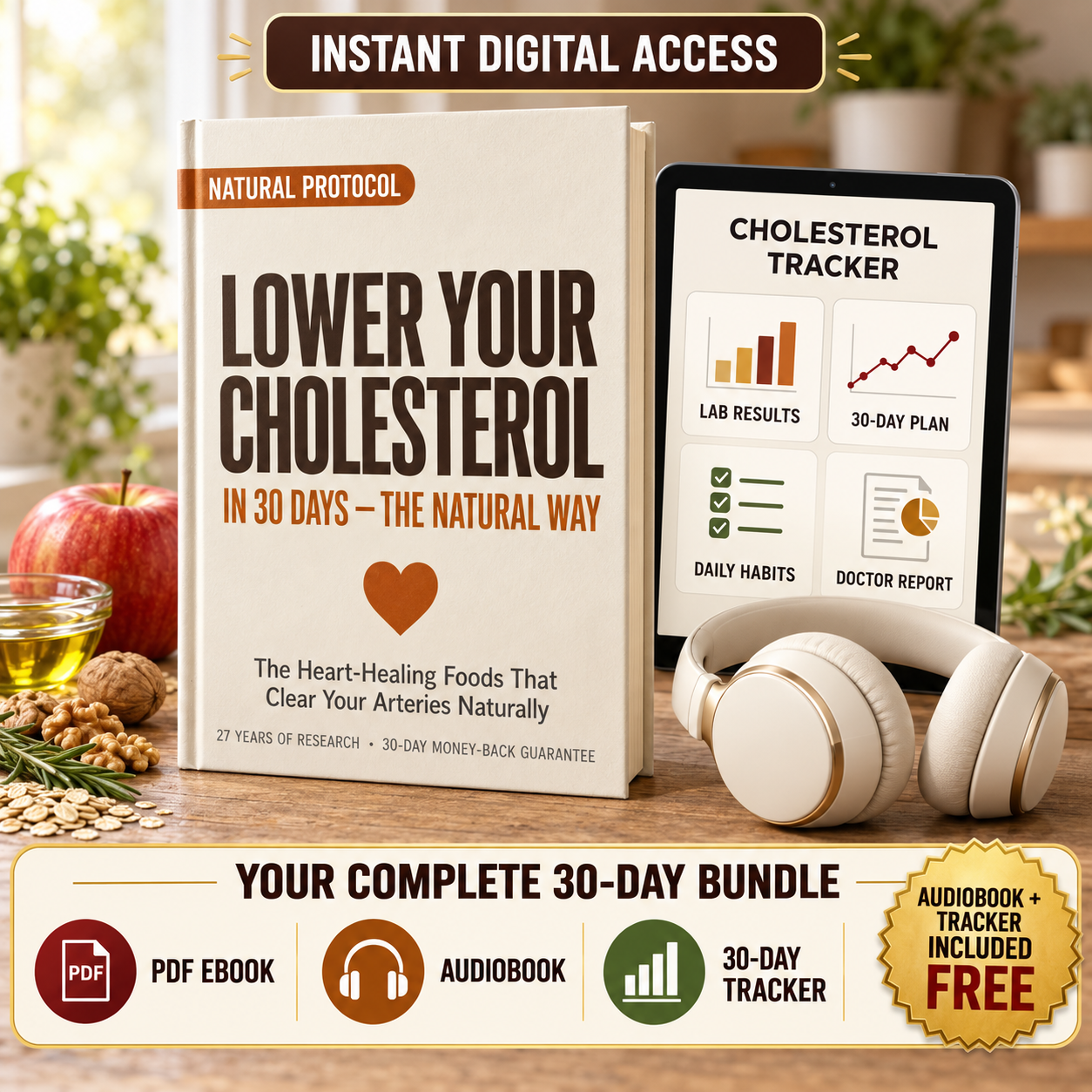Lower Your Cholesterol in 30 Days + Tracker & Audiobook