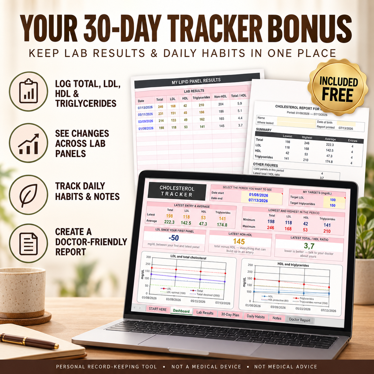 Lower Your Cholesterol in 30 Days + Tracker & Audiobook