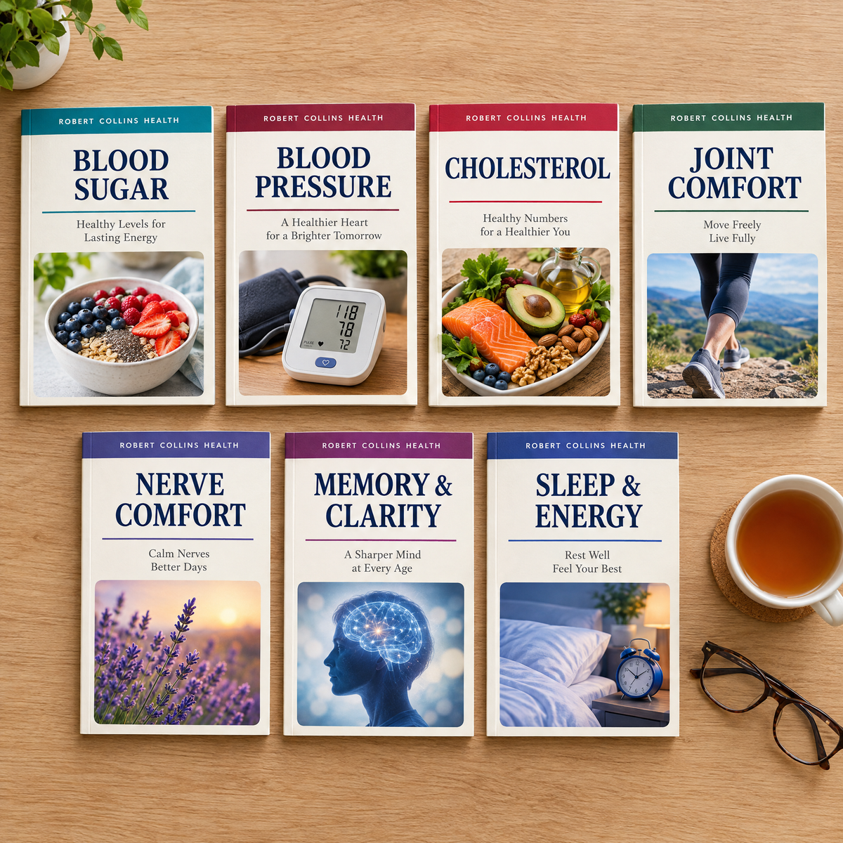 All 7 covers — blood sugar, blood pressure, cholesterol, joints, nerves, memory, sleep