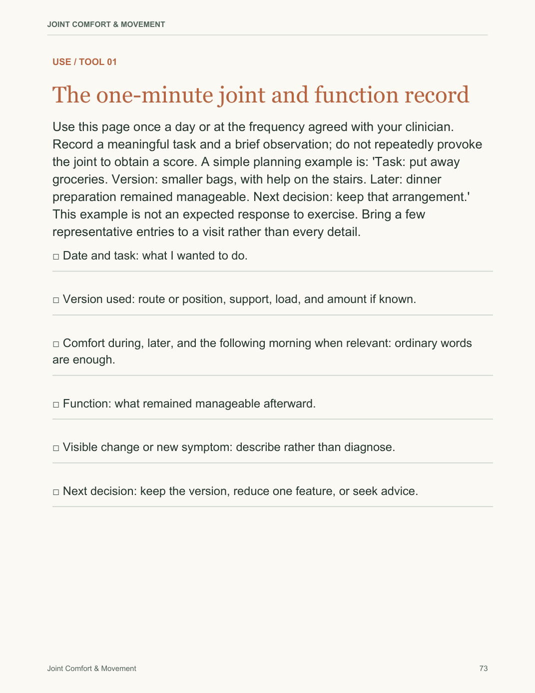 Joint Comfort & Movement actual PDF page preview 4