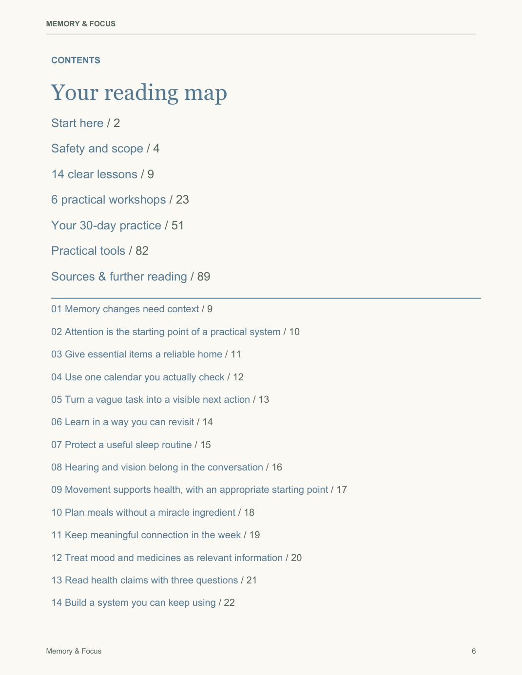 Memory & Focus — sample PDF page 6