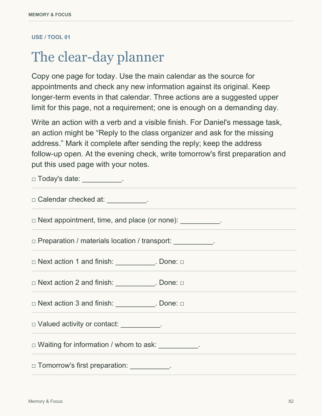 Memory & Focus — sample PDF page 82