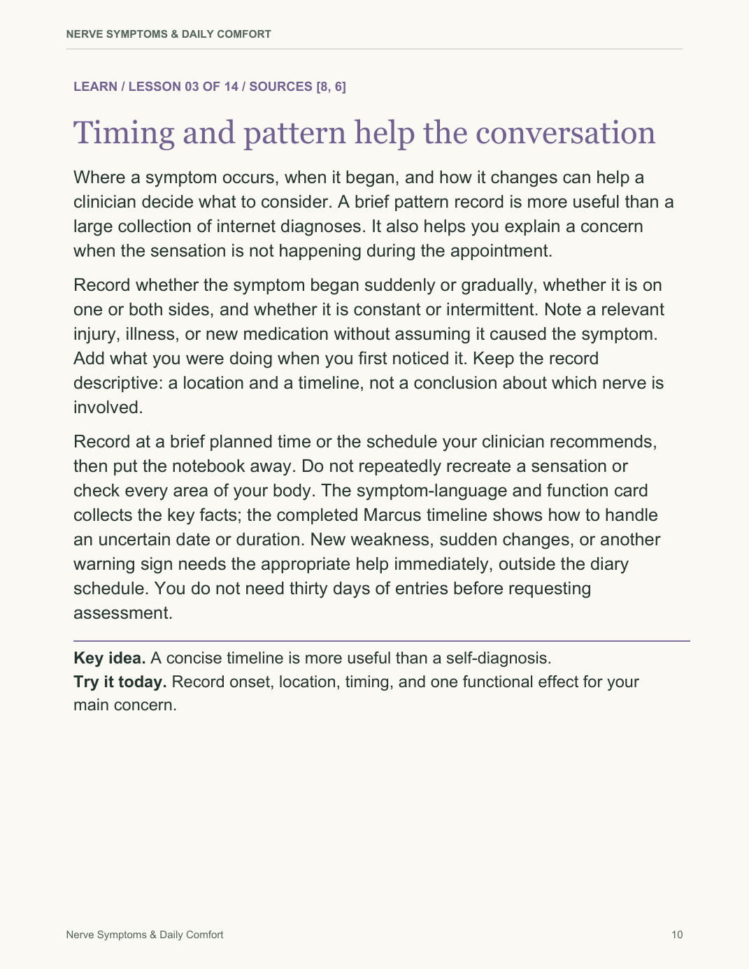 Nerve Symptoms & Daily Comfort actual PDF page preview 2