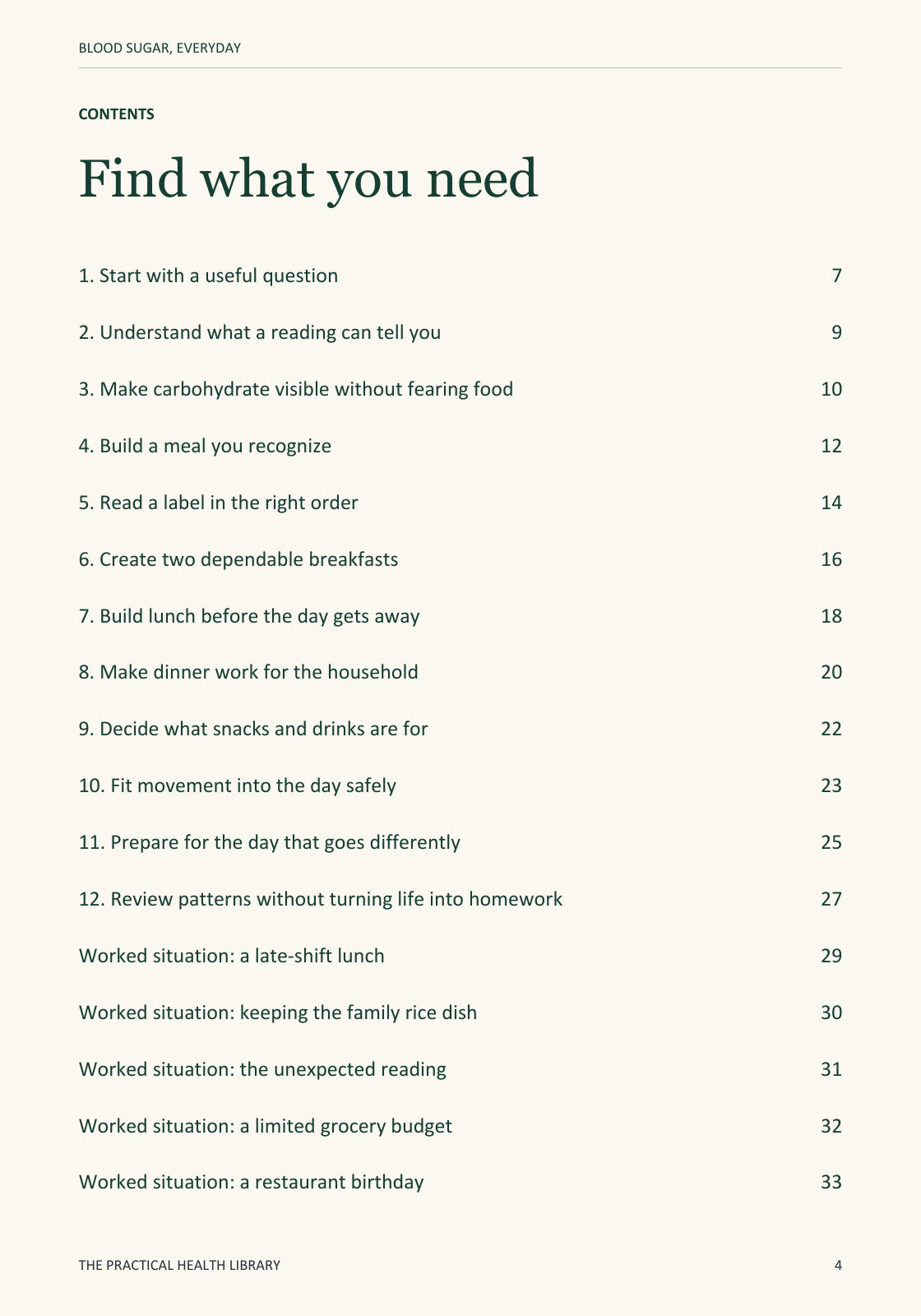 Sample page 4 from Blood Sugar, Everyday: Contents: first page.