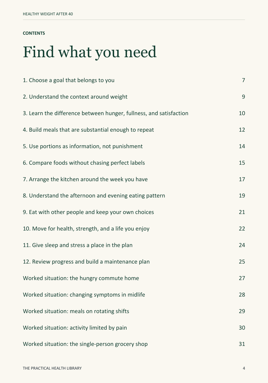 Sample page 4 from Healthy Weight After 40: Contents: first page.