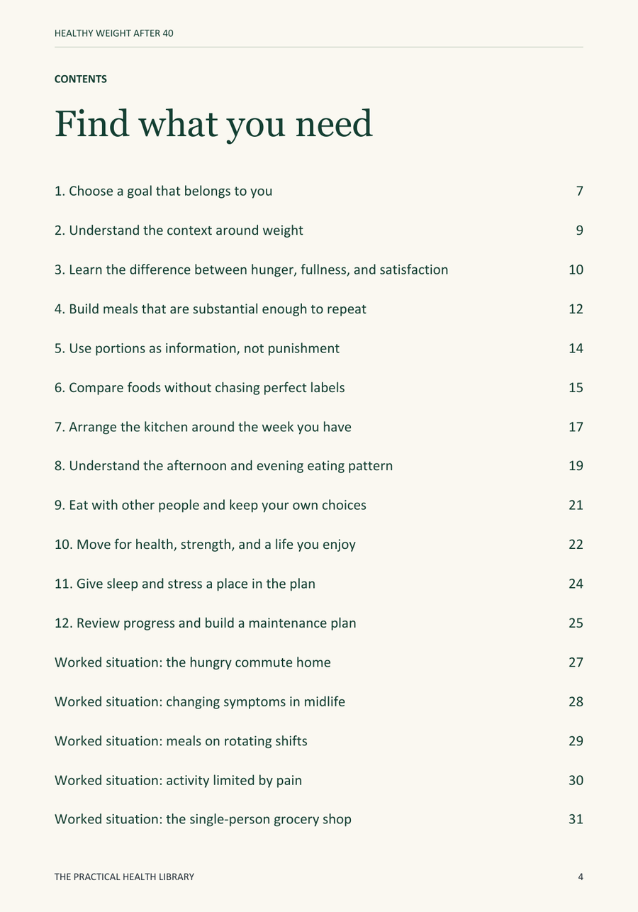 Sample page 4 from Healthy Weight After 40: Contents: first page.