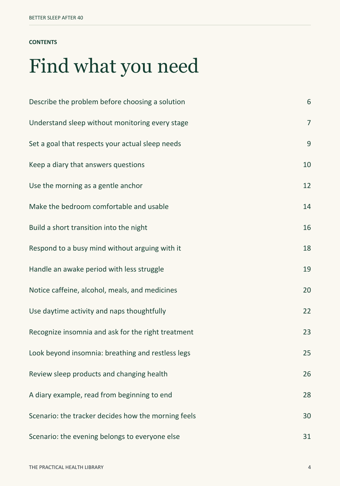 Sample page 4 from Better Sleep After 40: Contents: first page.