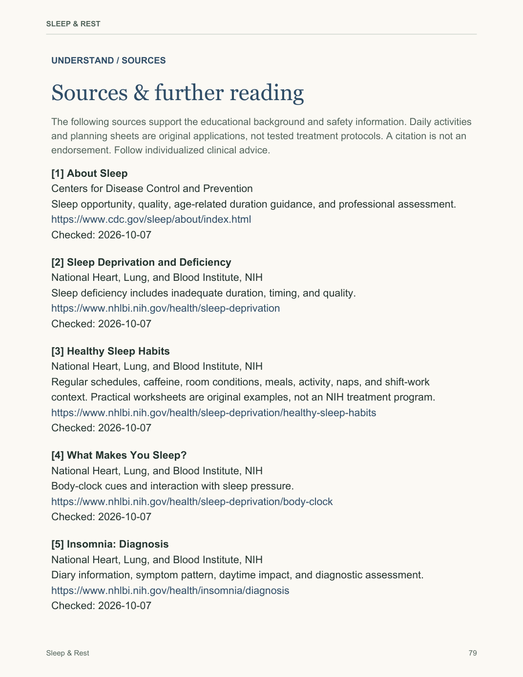 Sleep & Rest — actual PDF sources, page 79